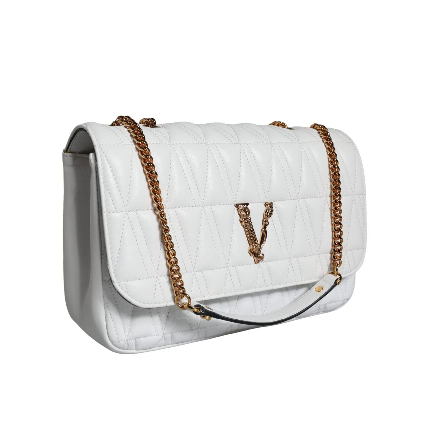 Versace White Mini Nappa Leather Crossbody Shoulder Bag