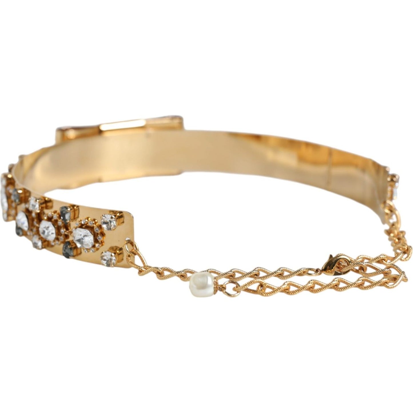 Dolce & Gabbana Gold Tone Crystal Embellished Women Waist Chain Belt Dolce & Gabbana