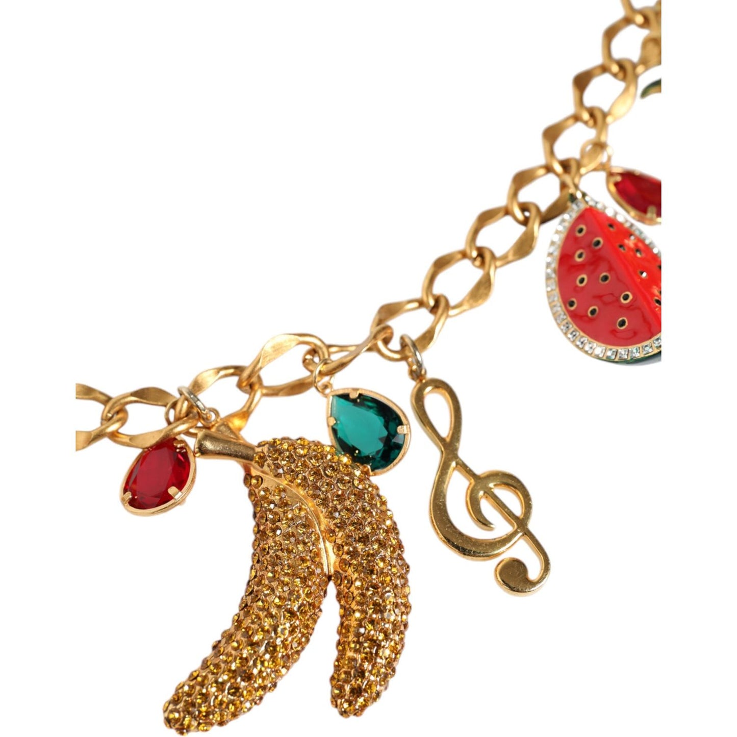 Dolce & Gabbana Gold Tone Brass Fruity Crystal Embellished Waist Chain Belt Dolce & Gabbana