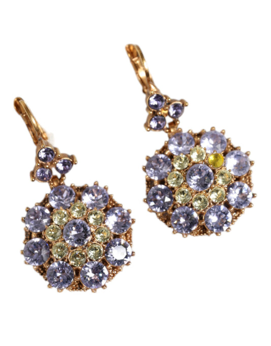 Dolce & Gabbana Gold Brass Crystal SICILY Clip Jewelry Dangling Earrings Dolce & Gabbana