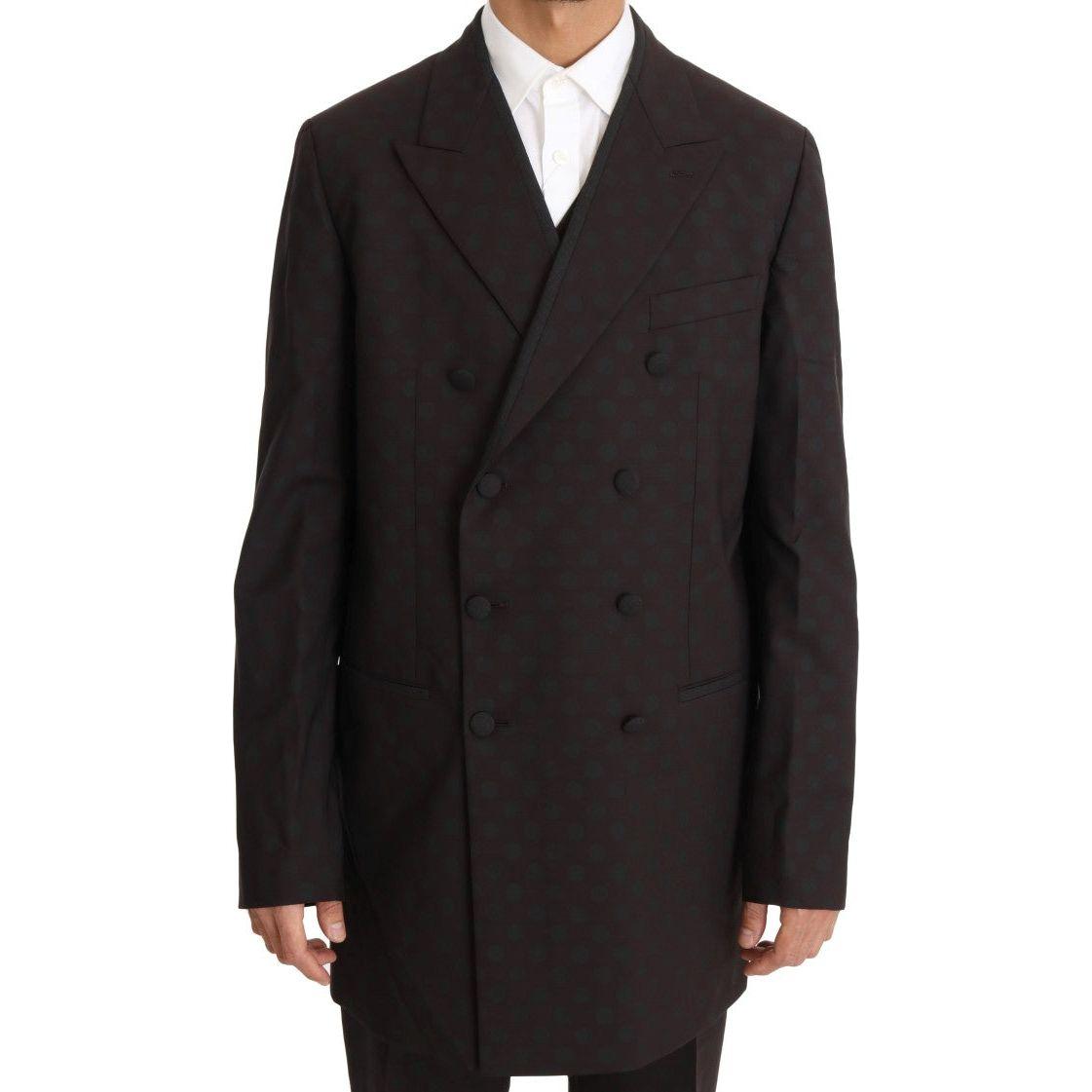 Dolce & Gabbana Elegant Bordeaux Polka Dot Wool Suit Suit Dolce & Gabbana