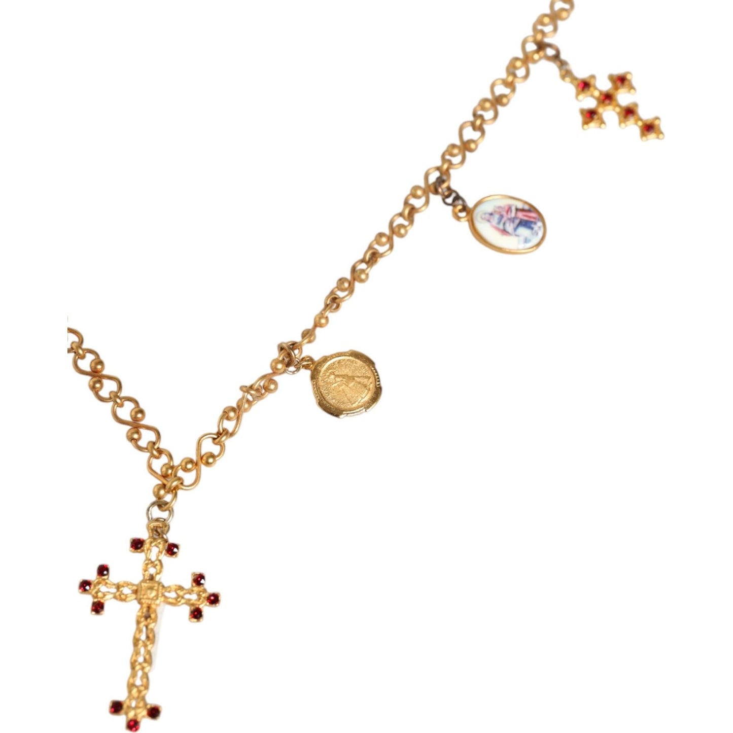 Dolce & Gabbana Gold Tone Brass Chain Religious Cross Pendant Necklace Dolce & Gabbana