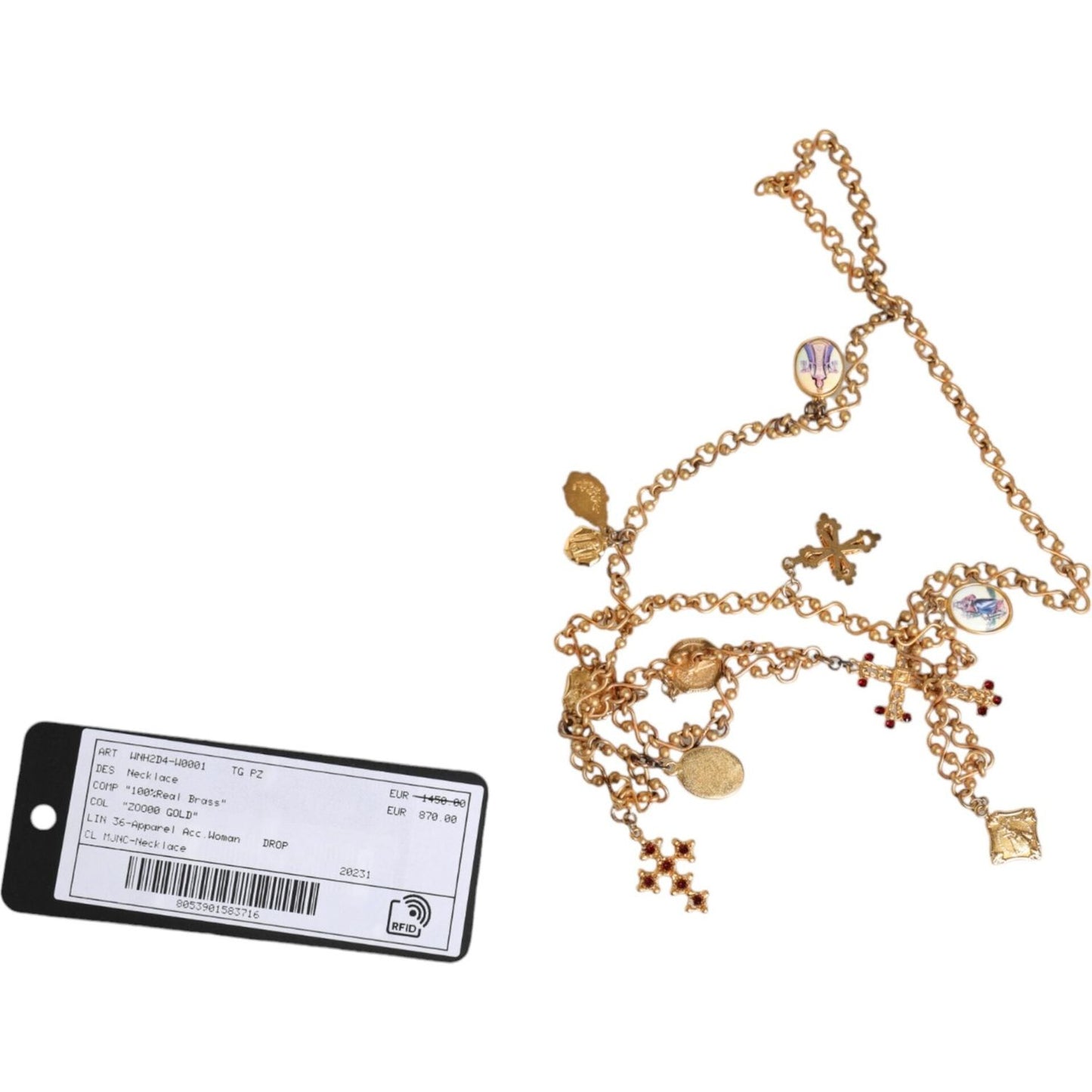 Dolce & Gabbana Gold Tone Brass Chain Religious Cross Pendant Necklace Dolce & Gabbana