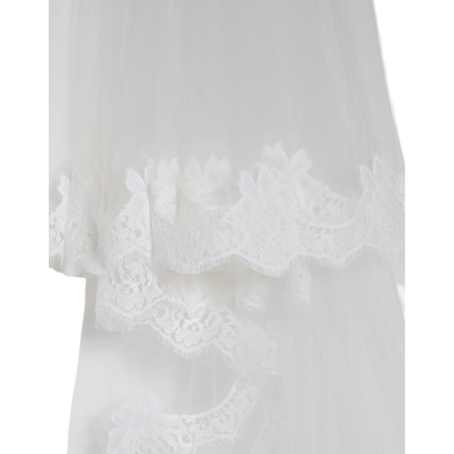 Dolce & Gabbana White Floral Lace Nylon Floor Length Wedding Veil Dolce & Gabbana