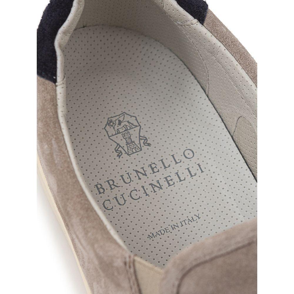 Brunello Cucinelli Gray Leather Sneaker Brunello Cucinelli