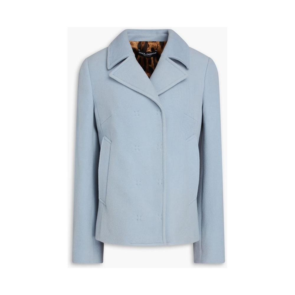 Dolce & Gabbana Light Blue Wool Jackets & Coat Dolce & Gabbana