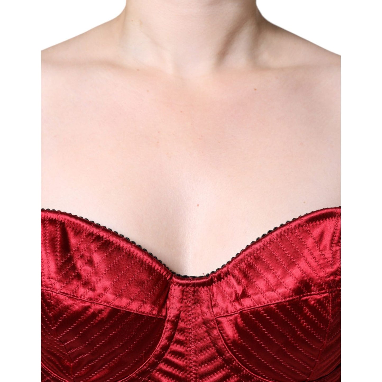 Dolce & Gabbana Red Bustier Corset Lace Bodycon Midi Dress Dolce & Gabbana