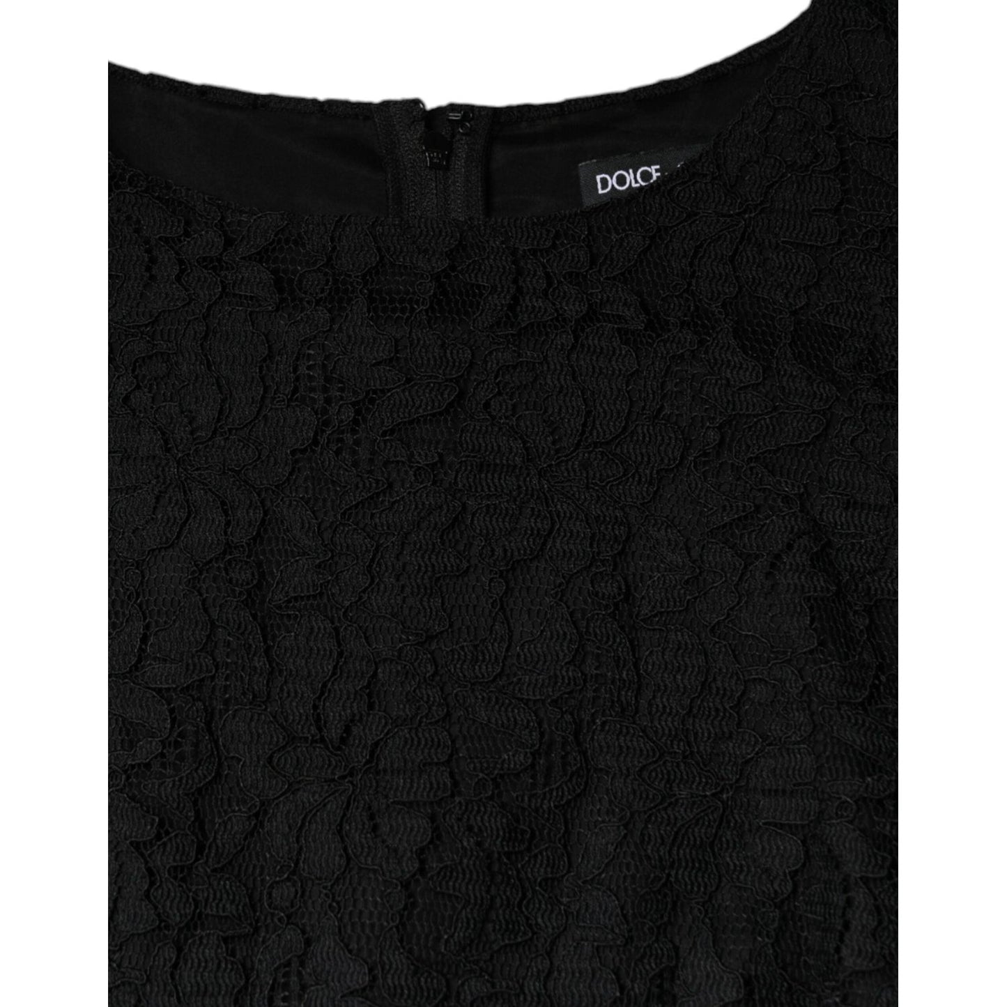 Dolce & Gabbana Black Floral Lace Sheath Sleeveless Mini Dress Dolce & Gabbana