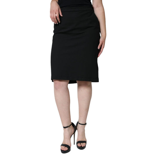 GF Ferre Black Straight Pencil Cut Knee Length Skirt