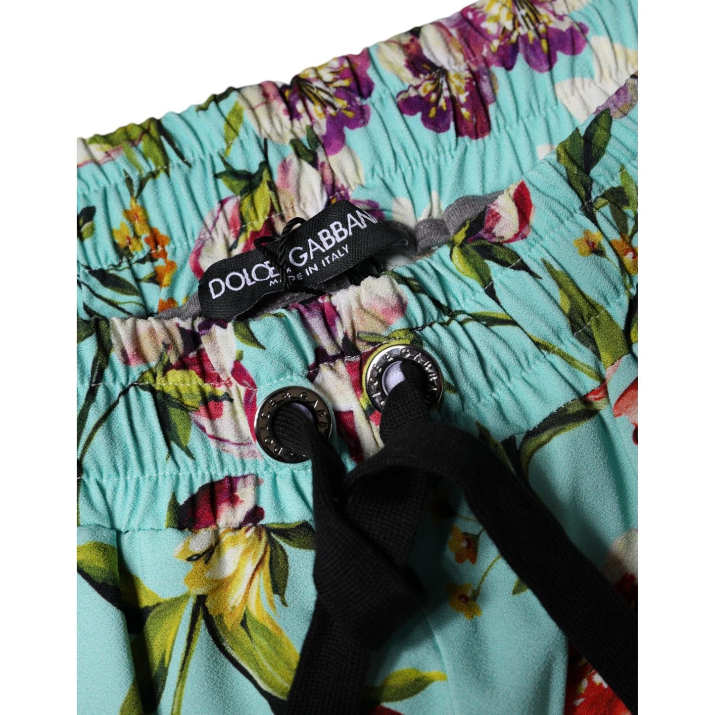 Dolce & Gabbana Green Floral Mid Waist Jogger Women Pants Dolce & Gabbana