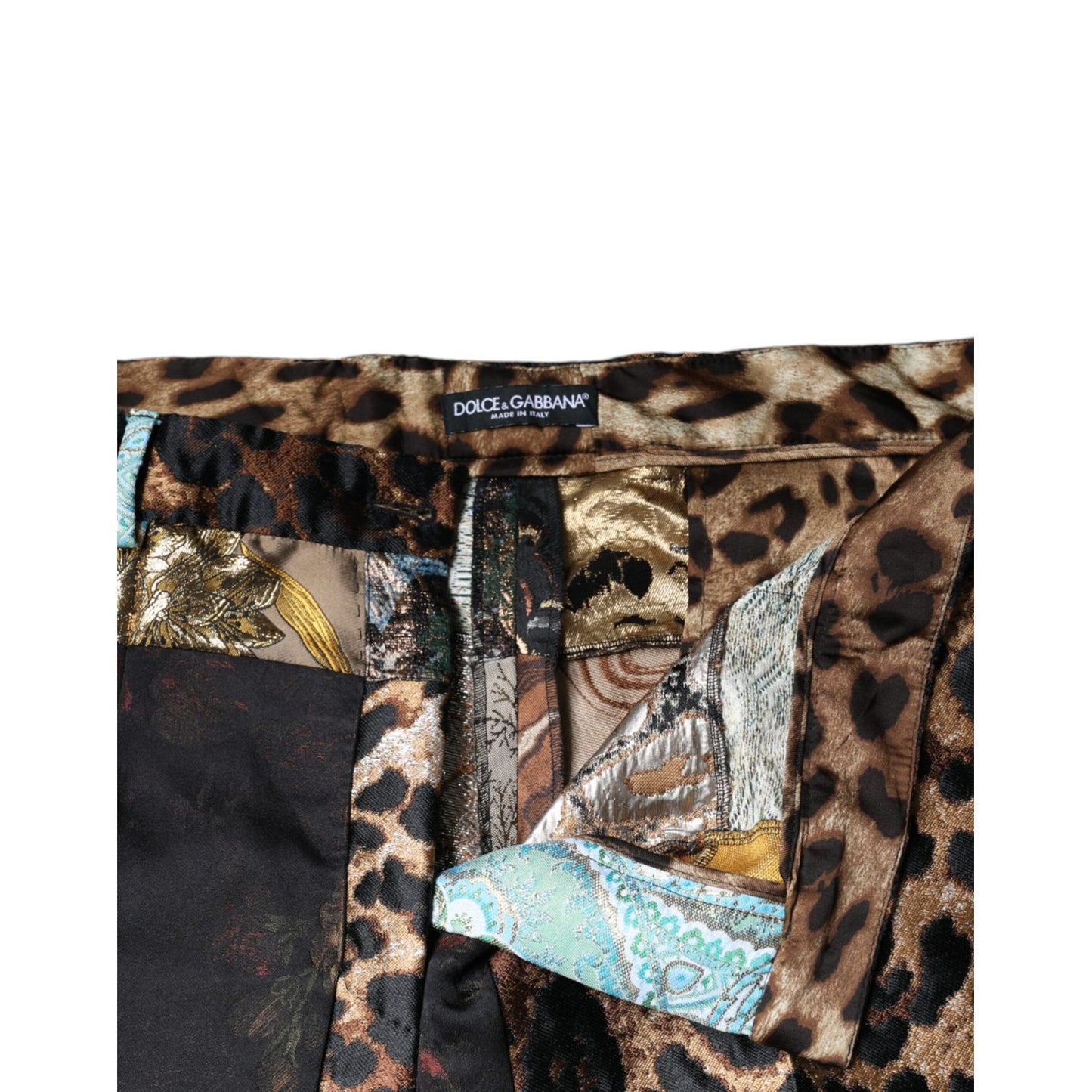 Dolce & Gabbana Multicolor Patchwork Jacquard High Waist Pants