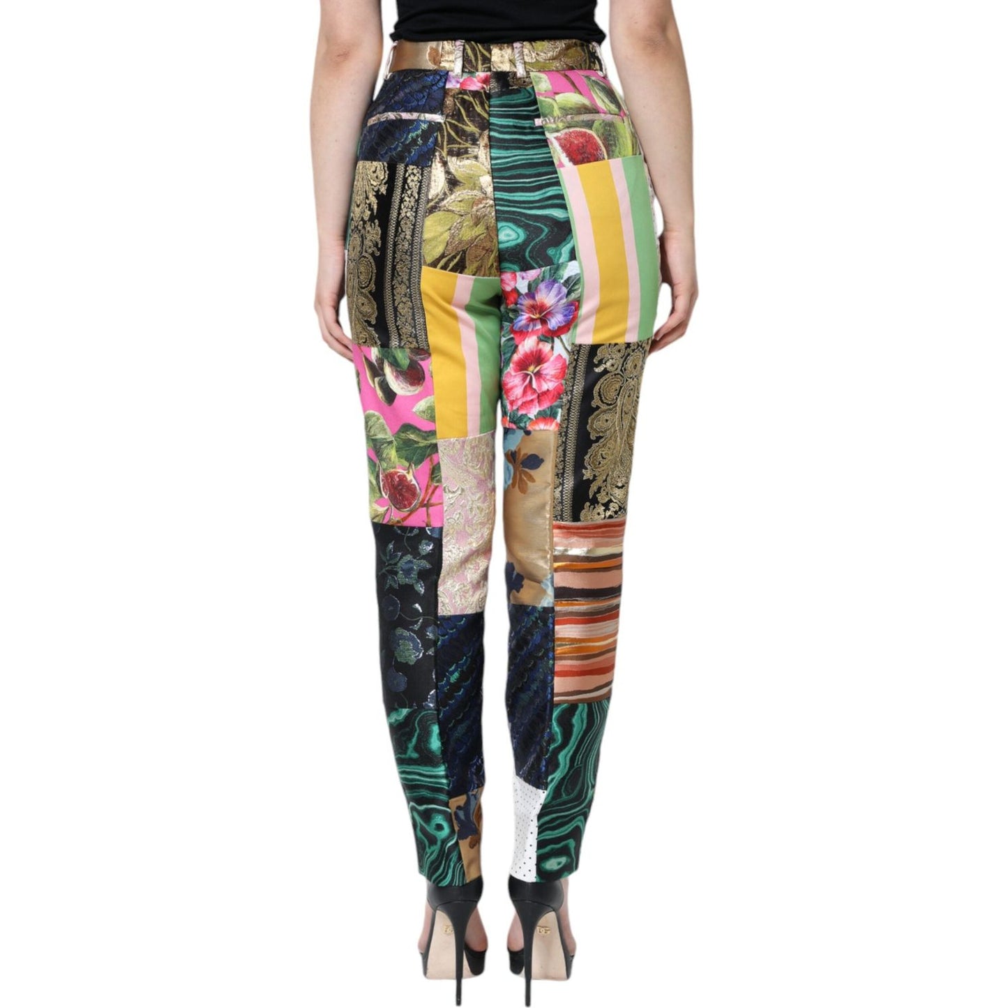 Dolce & Gabbana Multicolor Patchwork Jacquard High Waist Pants Dolce & Gabbana