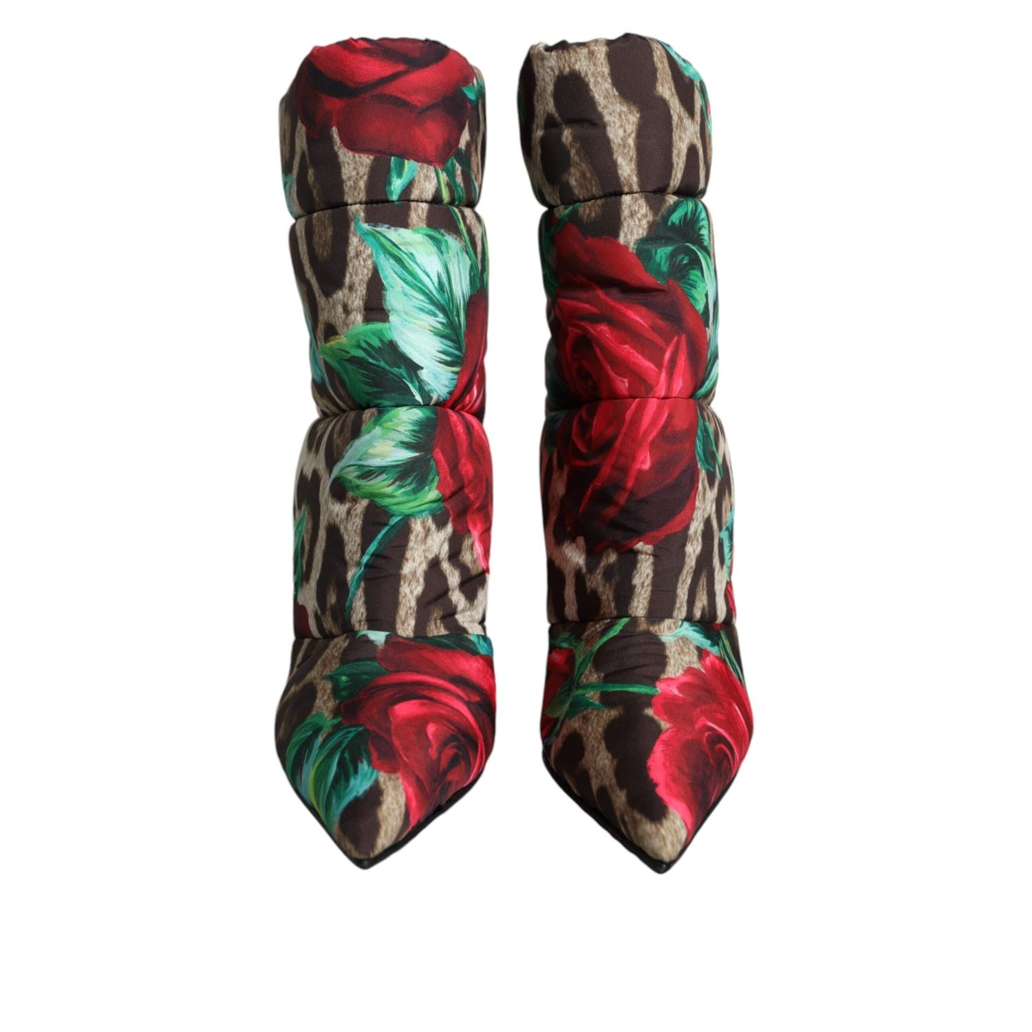 Dolce & Gabbana Multicolor Leopard Rose Mid Calf Boots Shoes