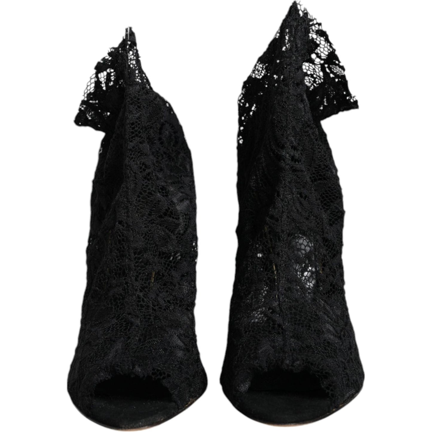 Dolce & Gabbana Black Stretch Taormina Lace Boots Shoes Dolce & Gabbana