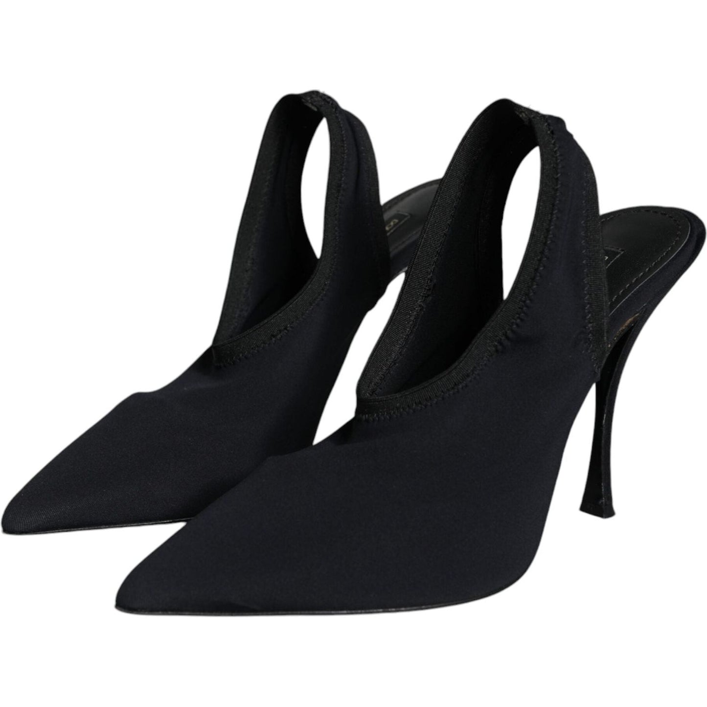 Dolce & Gabbana Black Jersey Stretch Heels Slingback Shoes Dolce & Gabbana