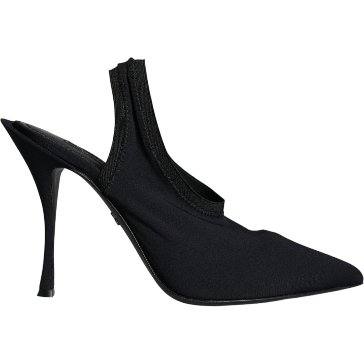 Dolce & Gabbana Black Jersey Stretch Heels Slingback Shoes Dolce & Gabbana