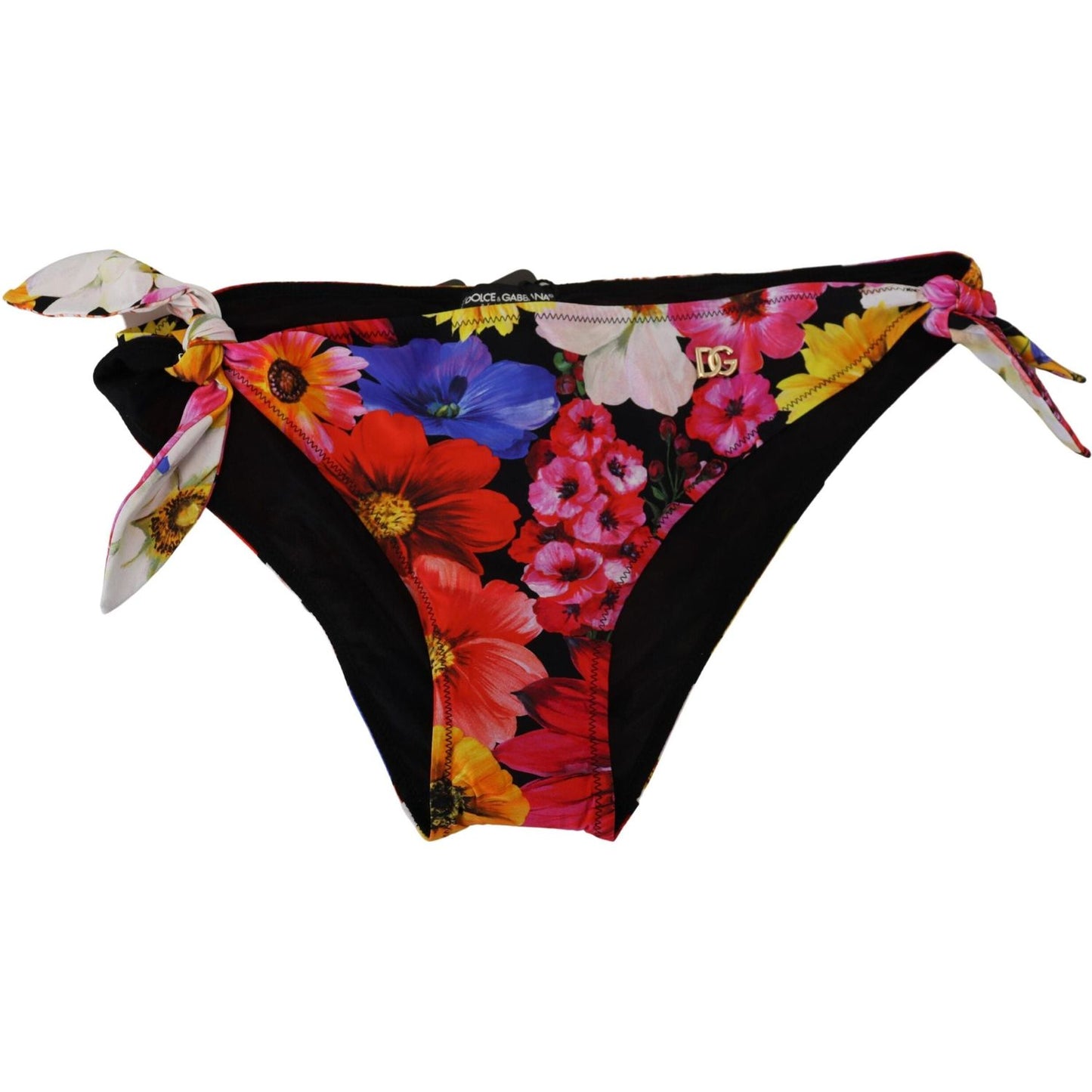 Dolce & Gabbana Black Floral Print Swimsuit Bikini Bottom Swimwear Dolce & Gabbana