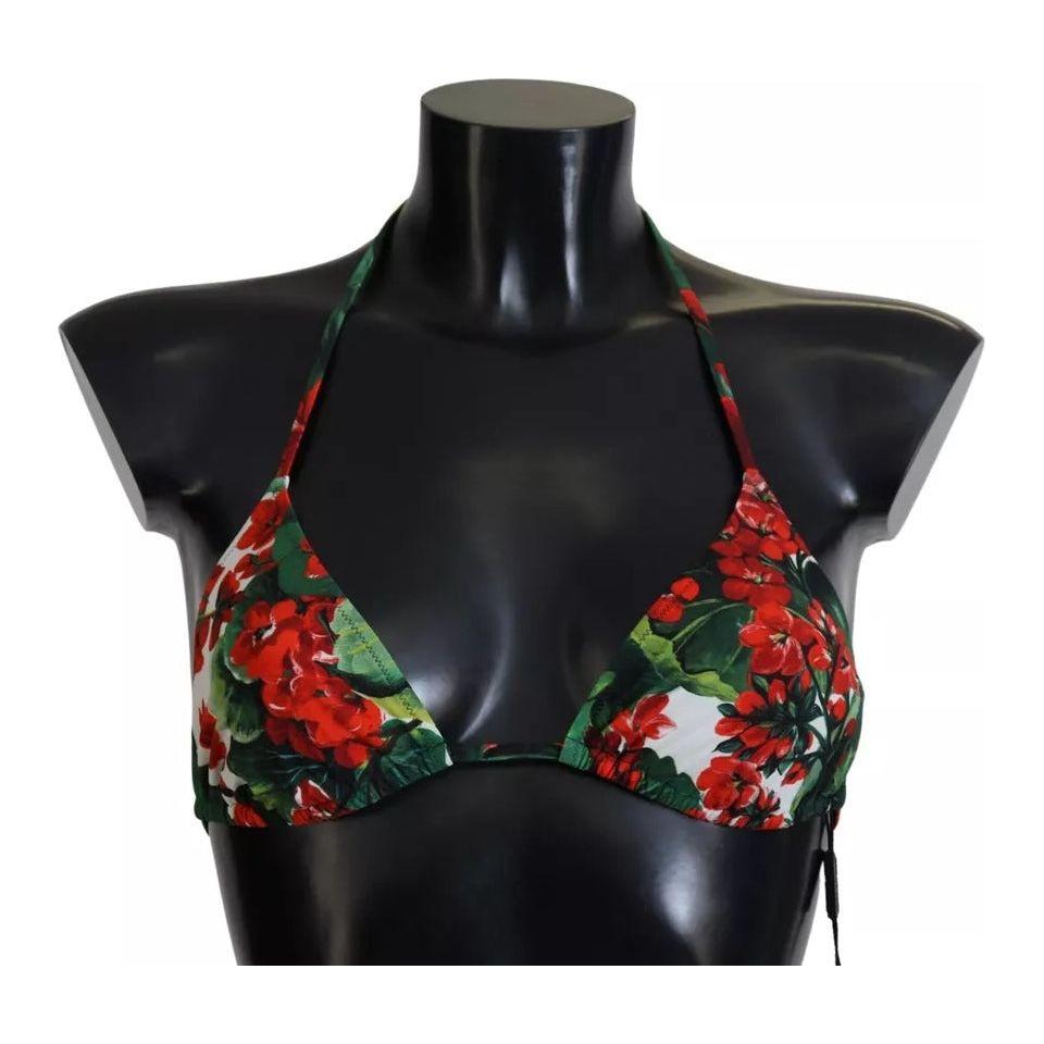 Dolce & Gabbana Multicolor Geranium Halter Beachwear Bikini Top Dolce & Gabbana