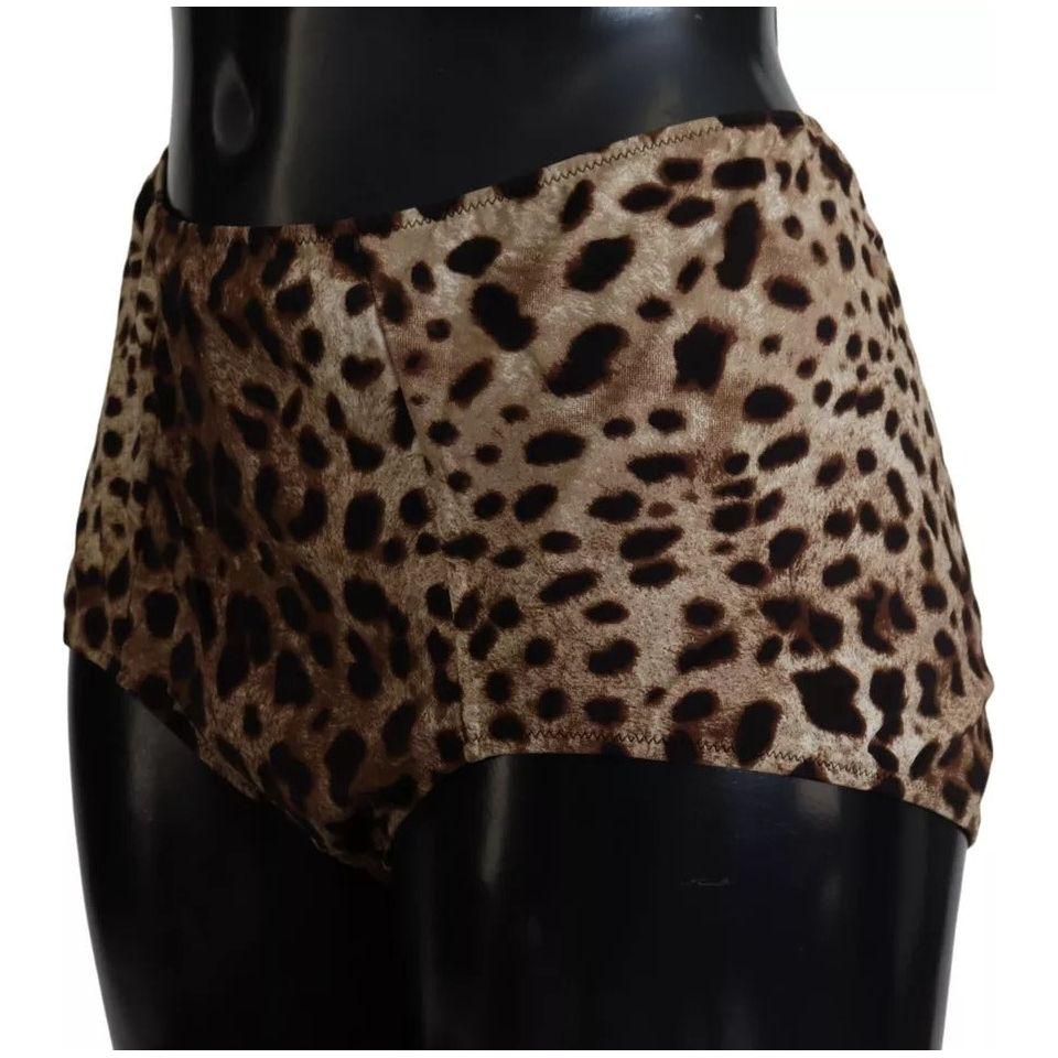 Dolce & Gabbana Brown Leopard Print Swimsuit Swimwear Bikini Bottom Dolce & Gabbana