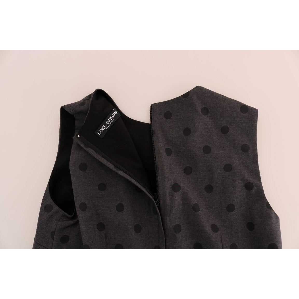 Dolce & Gabbana Chic Sleeveless Polka Dot Wool Dress Dolce & Gabbana