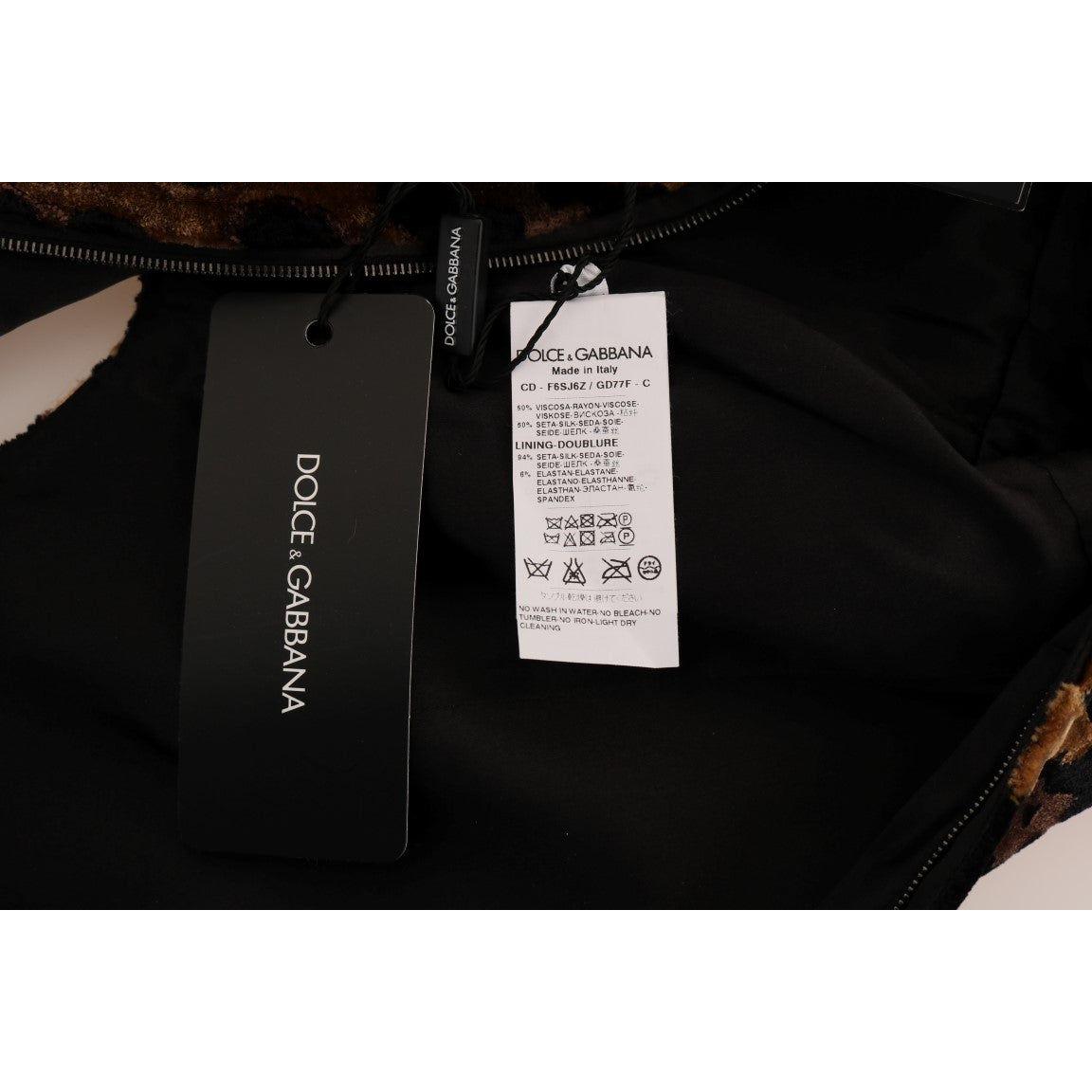 Dolce & Gabbana Brown Leopard Print Silk Sheath Dress