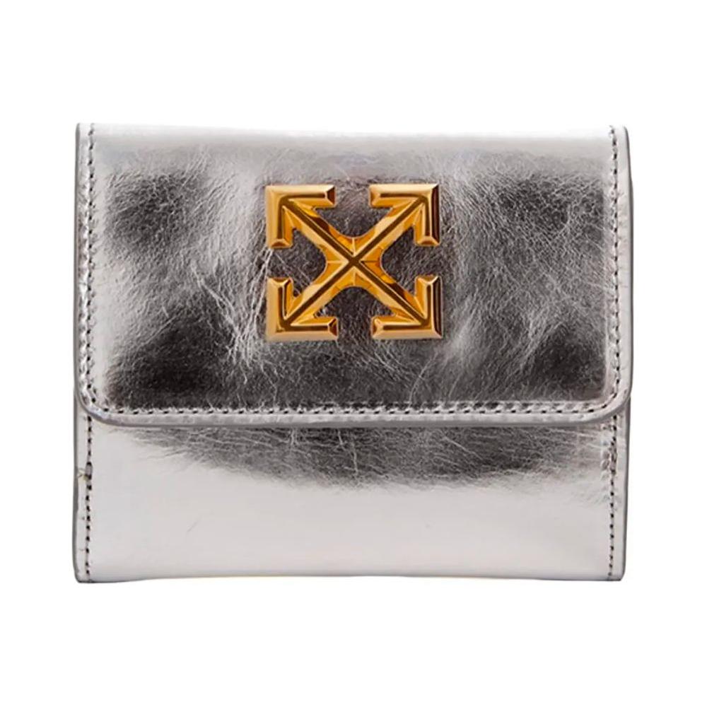 Off-White Silver Leather Women Wallet Off-White