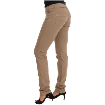Costume National Beige Cotton Stretch Slim Fit Jeans