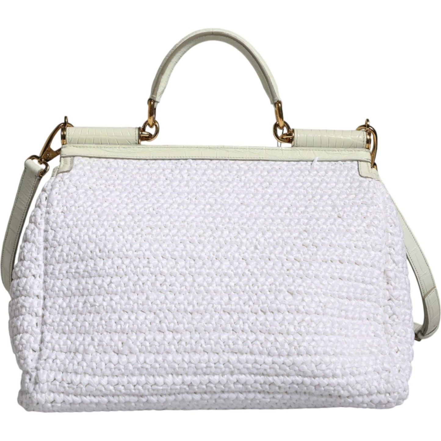 Dolce & Gabbana White Rafia Leather SICILY Crossbody Bag Dolce & Gabbana