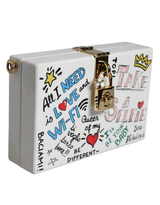 Dolce & Gabbana White Graffiti Print Clutch Crossbody Bag Dolce & Gabbana