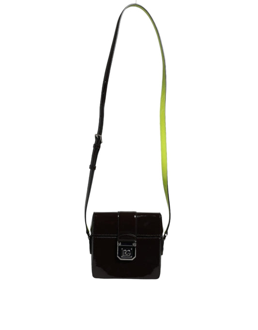 Dolce & Gabbana Black Glossy Leather Crossbody Shoulder Bag Dolce & Gabbana