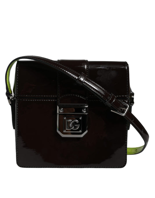 Dolce & Gabbana Black Glossy Leather Crossbody Shoulder Bag Dolce & Gabbana