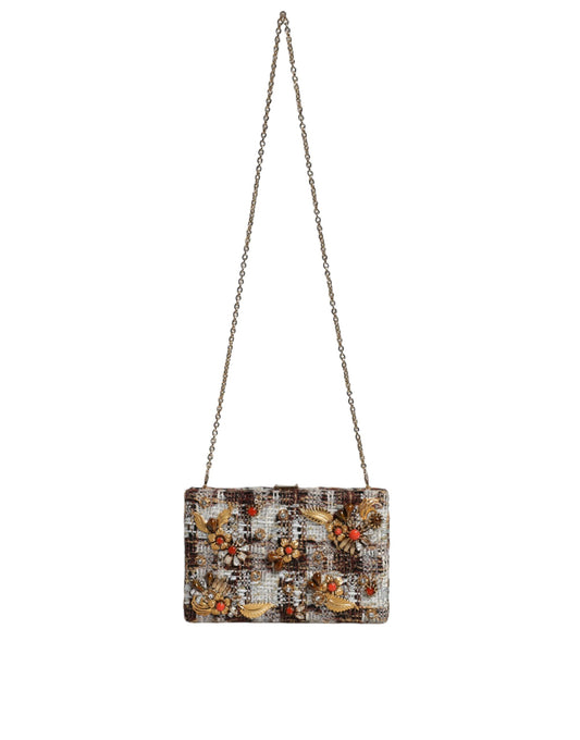 Dolce & Gabbana Multicolor Tweed Floral Clutch Crossbody Bag Dolce & Gabbana