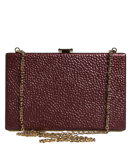 Dolce & Gabbana Maroon Leather Clutch Evening Crossbody Bag Dolce & Gabbana