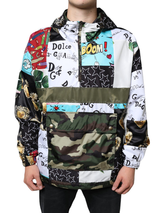 Dolce & Gabbana Multicolor Patchwork Cotton Hooded Jacket Dolce & Gabbana