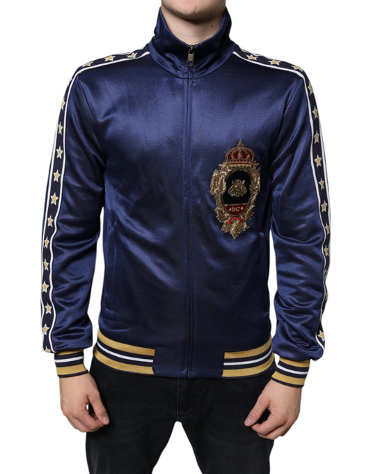 Dolce & Gabbana Blue Heraldic Patch Stripe King Bee Sweater Dolce & Gabbana