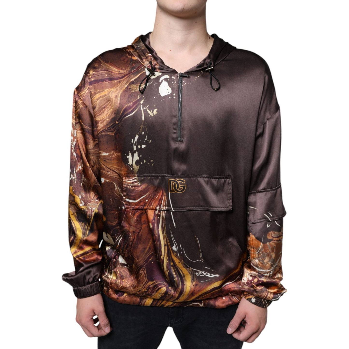 Dolce & Gabbana Brown Tie Dye Hooded Sweatshirt Sweater Dolce & Gabbana