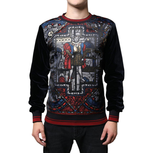 Dolce & Gabbana Multicolor Jacquard Crew Neck Sweatshirt Sweater Dolce & Gabbana