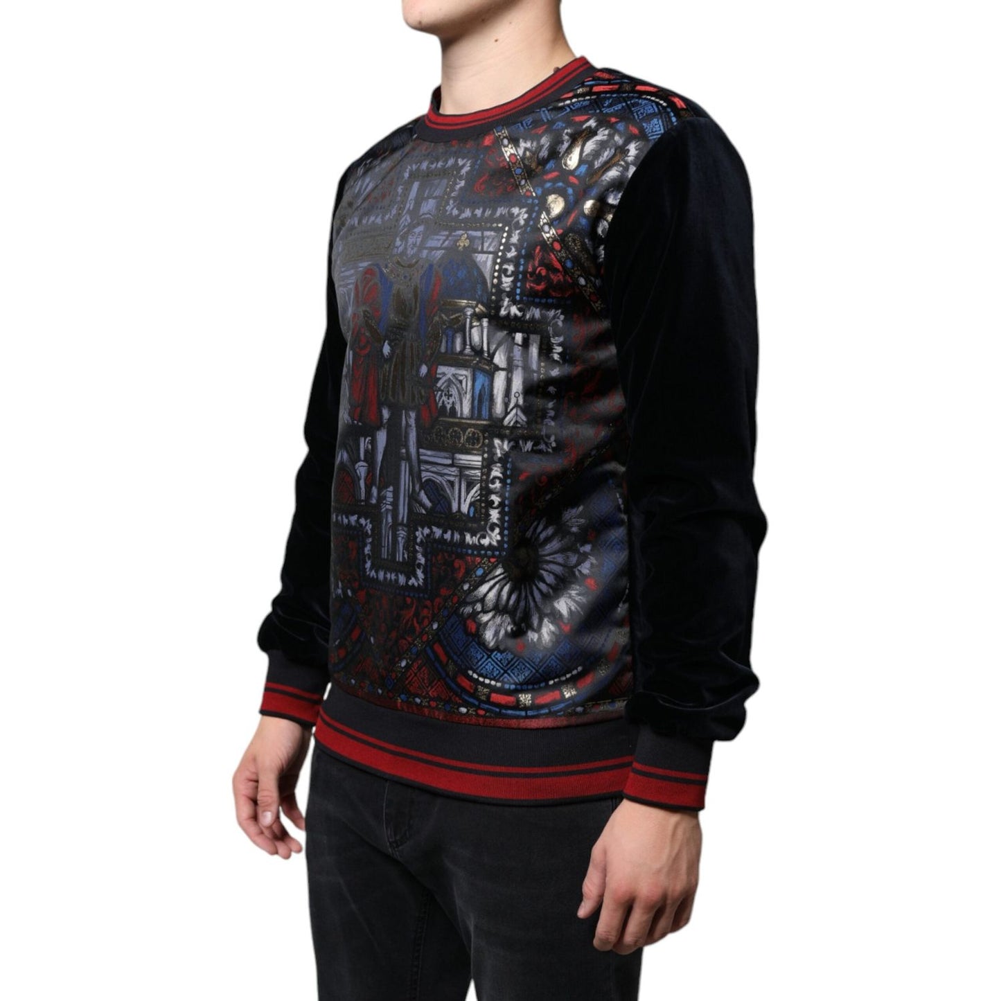 Dolce & Gabbana Multicolor Jacquard Crew Neck Sweatshirt Sweater Dolce & Gabbana