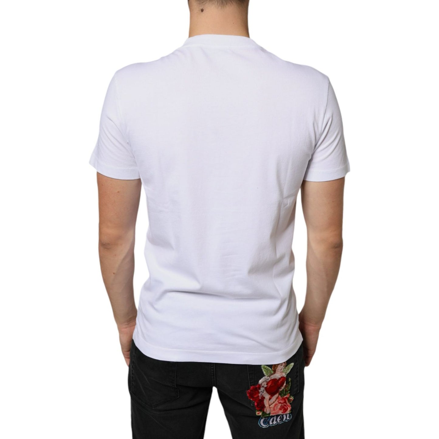 Dolce & Gabbana White Cotton DG Applique Casual T-shirt Dolce & Gabbana