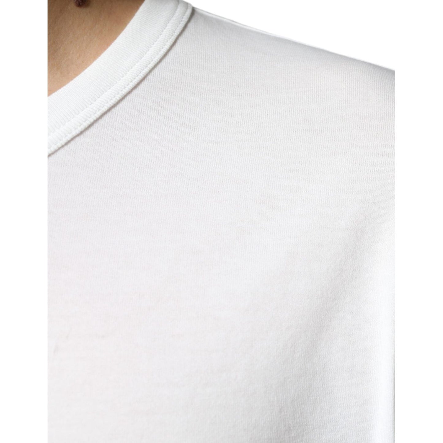 Dolce & Gabbana White Logo Embossed Cotton Crewneck T-shirt Dolce & Gabbana