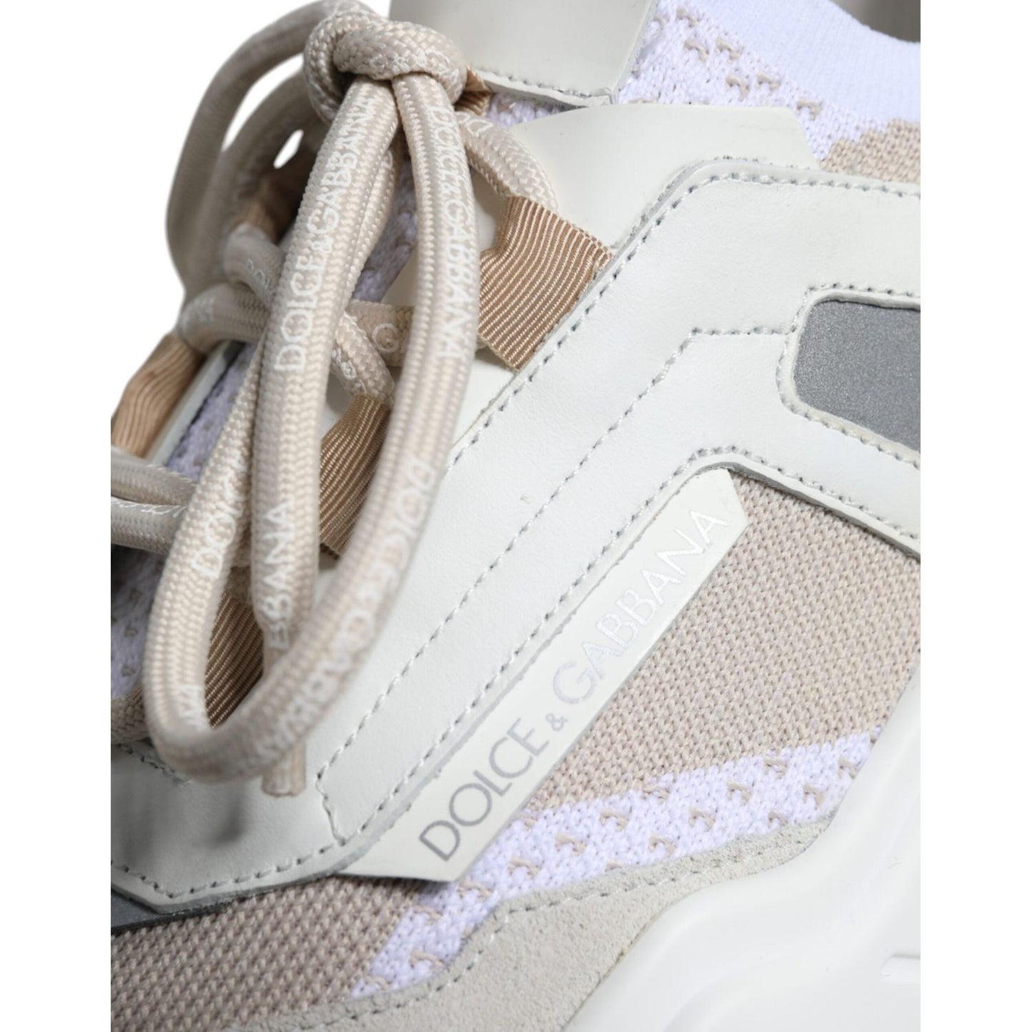 Dolce & Gabbana White Beige Leather Sport DAYMASTER Sneakers Shoes Dolce & Gabbana