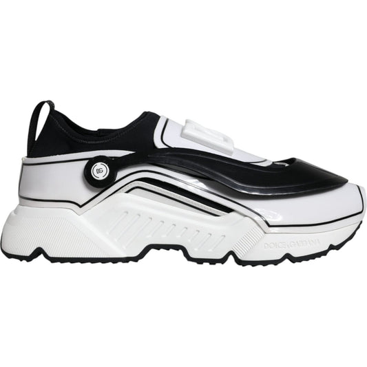 Dolce & Gabbana White Black Logo Plaque Daymaster Sneakers Shoes