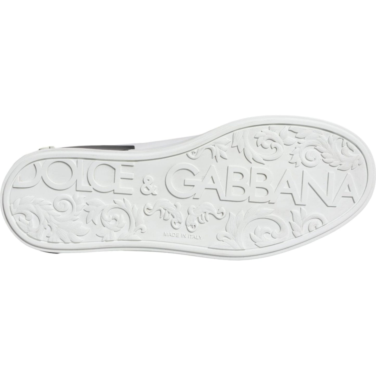 Dolce & Gabbana Black Leather Logo Portofino Sneaker Shoes Dolce & Gabbana