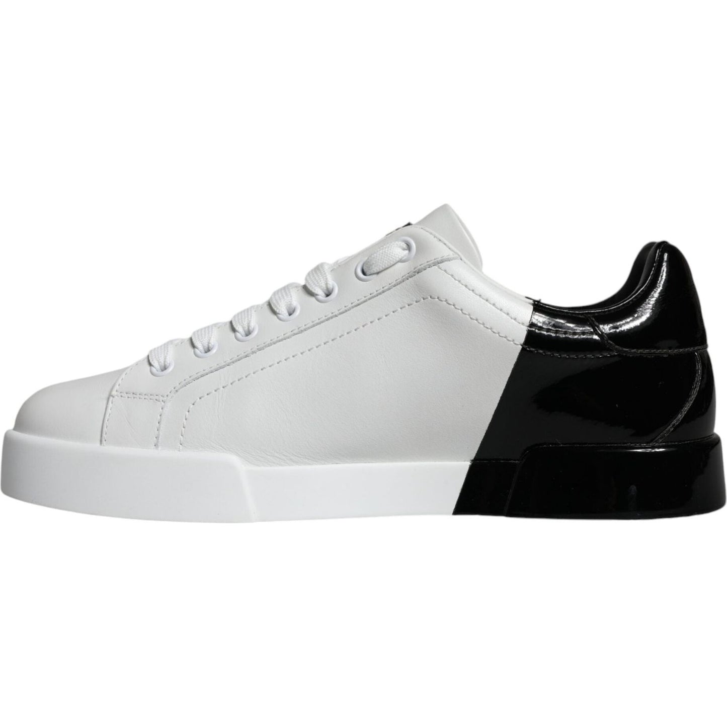 Dolce & Gabbana White Blue Leather Logo Low Top Sneakers Shoes Dolce & Gabbana