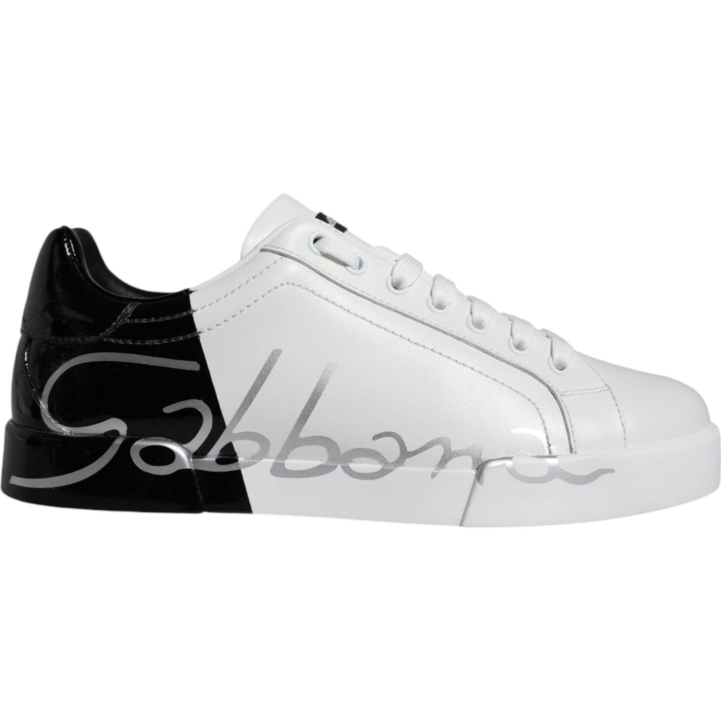 Dolce & Gabbana White Blue Leather Logo Low Top Sneakers Shoes Dolce & Gabbana