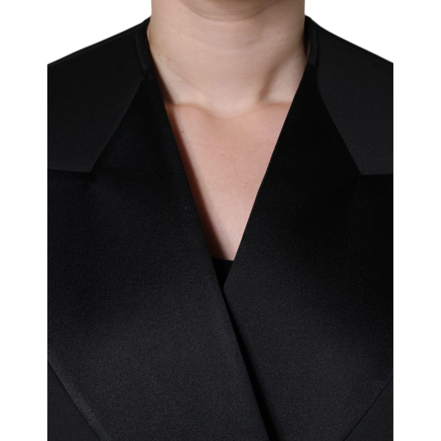 Dolce & Gabbana Black Polyester Double Breasted Coat Jacket Dolce & Gabbana