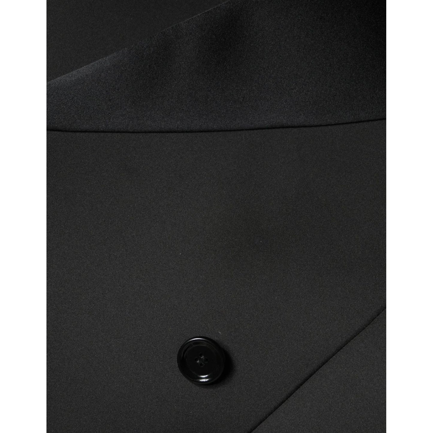 Dolce & Gabbana Black Polyester Double Breasted Coat Jacket Dolce & Gabbana