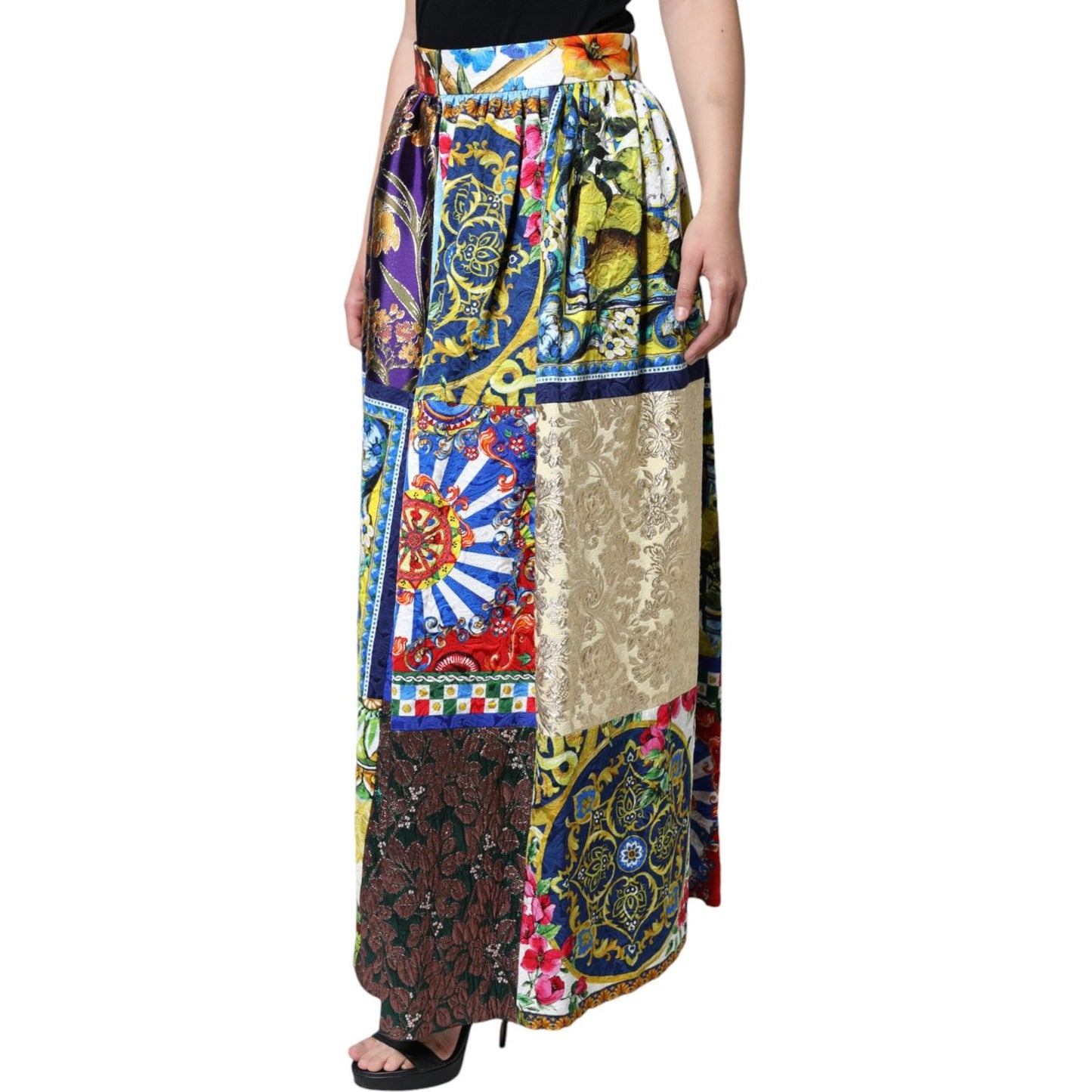 Dolce & Gabbana Multicolor Patchwork Sicily Long Maxi Skirt Dolce & Gabbana