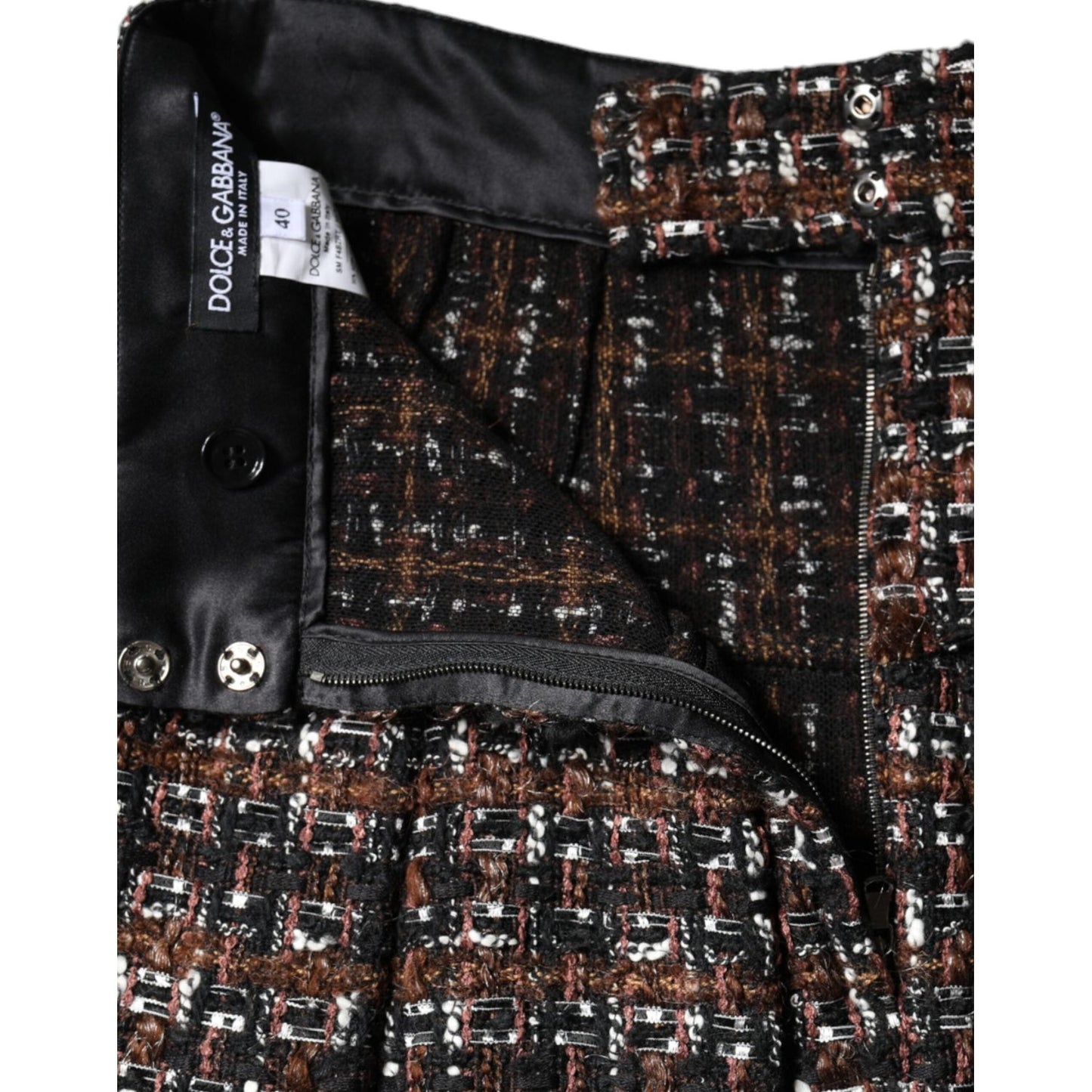 Dolce & Gabbana Multicolor High Waist Tartan Tweed A-line Mini Skirt Dolce & Gabbana