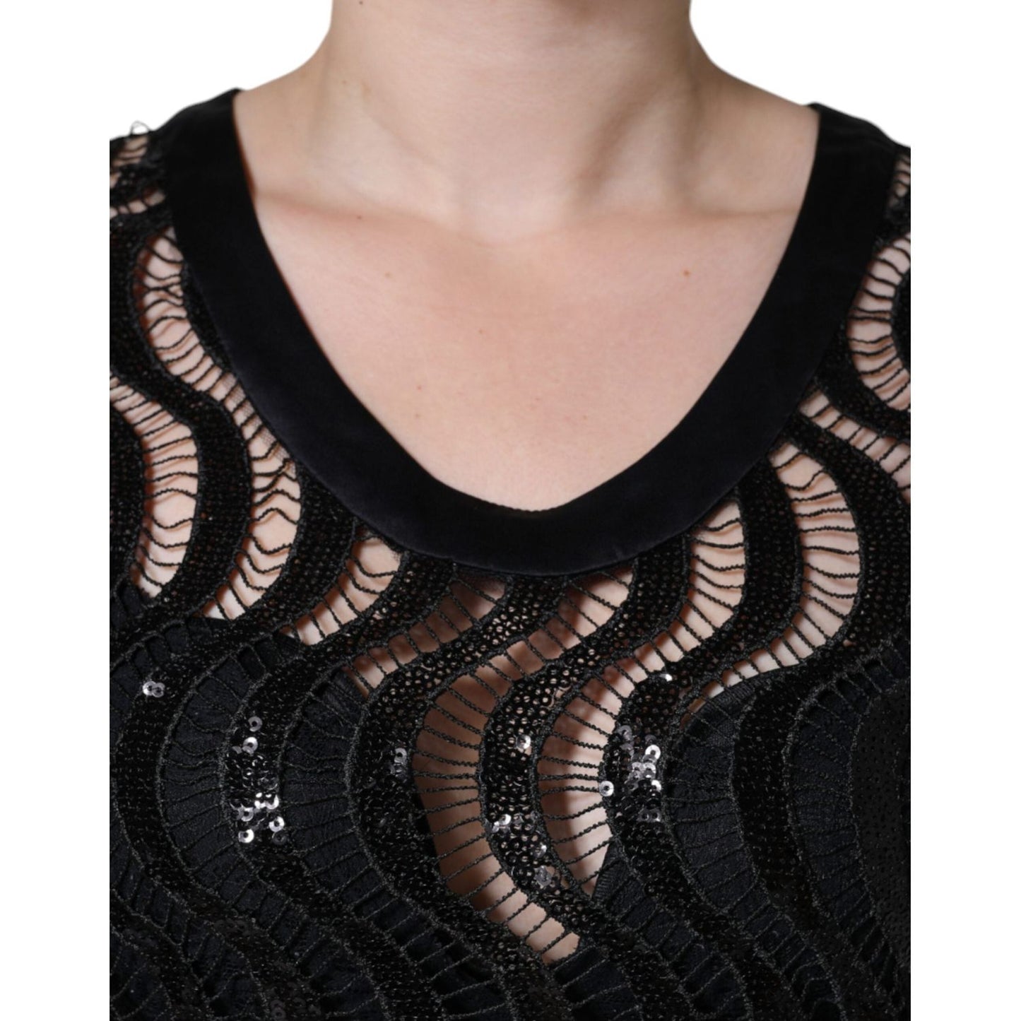 Dolce & Gabbana Black Sequin Sleeveless Tank Blouse Top Dolce & Gabbana